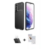 MARSİLYAN™- Galaxy S22 Plus Kılıf Eksen Form Prime - Siyah Seramik Nano Ekran Koruyucu + Kamera Lens Koruma Cam - SF
