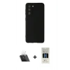 MARSİLYAN™- Galaxy S22 Plus Kılıf Kozmos Yansıma Özel Seri - Siyah 5D Hayalet Cam Ekran Koruyucu + Kamera Lens Koruma Cam - SF