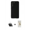 MARSİLYAN™- Galaxy S22 Plus Kılıf Kozmos Yansıma Özel Seri - Siyah Mat Seramik Nano Ekran Koruyucu + Kamera Lens Koruma Cam - SF