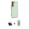 MARSİLYAN™- Galaxy S22 Plus Kılıf Yankı Serisi - Şeffaf Polymer Nano Ekran Koruyucu + Kamera Lens Koruma Cam - SF