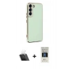 MARSİLYAN™- Galaxy S22 Plus Kılıf Yankı Serisi - Siyah 5D Hayalet Cam Ekran Koruyucu + Kamera Lens Koruma Cam - SF