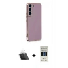 MARSİLYAN™- Galaxy S22 Plus Kılıf Yankı Serisi - Siyah 5D Hayalet Cam Ekran Koruyucu + Kamera Lens Koruma Cam - SF