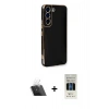 MARSİLYAN™- Galaxy S22 Plus Kılıf Yankı Serisi - Siyah 5D Hayalet Cam Ekran Koruyucu + Kamera Lens Koruma Cam - SF