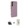 MARSİLYAN™- Galaxy S22 Plus Kılıf Yankı Serisi - Siyah Mat Seramik Nano Ekran Koruyucu + Şeffaf Kamera Lens Koruma Cam