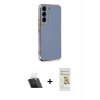MARSİLYAN™- Galaxy S22 Plus Kılıf Yankı Serisi - Siyah Mat Seramik Nano Ekran Koruyucu + Şeffaf Kamera Lens Koruma Cam