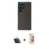 MARSİLYAN™- Galaxy S22 Ultra Kılıf Ahenk Çizgi Serisi - Siyah AutoKit 5in1 Fiber Polymer Nano Ekran Koruyucu + Kamera Lens Koruma Cam - SF