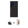 MARSİLYAN™- Galaxy S22 Ultra Kılıf Ahenk Çizgi Serisi - Siyah AutoKit 5in1 Fiber Polymer Nano Ekran Koruyucu + Kamera Lens Koruma Cam - SF