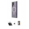 MARSİLYAN™- Galaxy S22 Ultra Kılıf Ahenk Yansıma Prime - Siyah AutoKit 5in1 Fiber Hayalet Polymer Nano Ekran Koruyucu + Kamera Lens Koruma Cam - SF