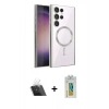 MARSİLYAN™- Galaxy S22 Ultra Kılıf Nova Işık Özel Seri - Şeffaf Polymer Nano Ekran Koruyucu + Şeffaf Kamera Lens Koruma Cam