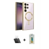 MARSİLYAN™- Galaxy S22 Ultra Kılıf Nova Işık Özel Seri - Şeffaf Polymer Nano Ekran Koruyucu + Şeffaf Kamera Lens Koruma Cam