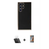 MARSİLYAN™- Galaxy S22 Ultra Kılıf Yankı Serisi - Siyah AutoKit 5in1 Fiber Hayalet Polymer Nano Ekran Koruyucu + Kamera Lens Koruma Cam - SF