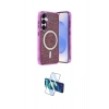 MARSİLYAN™- Galaxy S23 FE Kılıf Eksen Çizgi - Siyah 3D Antistatik Cam Ekran Koruyucu