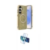 MARSİLYAN™- Galaxy S23 FE Kılıf Eksen Çizgi - Siyah 3D Antistatik Cam Ekran Koruyucu