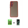 MARSİLYAN™- Galaxy S23 Kılıf Ahenk Çizgi Serisi - Şeffaf 360 Full Body Arka Koruyucu + Raze Metal Kamera Lens - GI