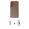 MARSİLYAN™- Galaxy S23 Kılıf Ahenk Çizgi Serisi - Şeffaf Pasifik Cam Ekran Koruyucu + Metal Kamera Lens - KI