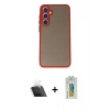 MARSİLYAN™- Galaxy S23 Kılıf Ahenk Çizgi Serisi - Şeffaf Polymer Nano Ekran Koruyucu + Kamera Lens Koruma Cam - SF
