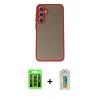 MARSİLYAN™- Galaxy S23 Kılıf Ahenk Çizgi Serisi - Şeffaf Polymer Nano Ekran Koruyucu + Raze Metal Kamera Lens - SH