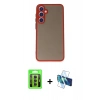 MARSİLYAN™- Galaxy S23 Kılıf Ahenk Çizgi Serisi - Siyah 3D Antistatik Seramik Nano Ekran Koruyucu + Raze Metal Kamera Lens - MR