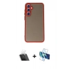 MARSİLYAN™- Galaxy S23 Kılıf Ahenk Çizgi Serisi - Siyah 3D Antistatik Seramik Nano Ekran Koruyucu + Kamera Lens Koruma Cam - SF