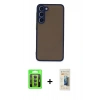 MARSİLYAN™- Galaxy S23 Kılıf Ahenk Çizgi Serisi - Siyah 6D Mat Seramik Hayalet Nano Ekran Koruyucu + Raze Metal Kamera Lens - GI