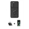 MARSİLYAN™- Galaxy S23 Kılıf Ahenk Klasik - Şeffaf 360 Full Body Arka Koruyucu + Kamera Lens Koruma Cam - SF