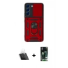 MARSİLYAN™- Galaxy S23 Kılıf Ahenk Klasik - Şeffaf 360 Full Body Arka Koruyucu + Kamera Lens Koruma Cam - SF