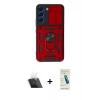MARSİLYAN™- Galaxy S23 Kılıf Ahenk Klasik - Şeffaf Pasifik Cam Ekran Koruyucu + Kamera Lens Koruma Cam - SF