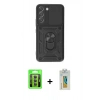 MARSİLYAN™- Galaxy S23 Kılıf Ahenk Klasik - Şeffaf Polymer Nano Ekran Koruyucu + Raze Metal Kamera Lens - GI