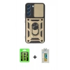 MARSİLYAN™- Galaxy S23 Kılıf Ahenk Klasik - Şeffaf Polymer Nano Ekran Koruyucu + Raze Metal Kamera Lens - GI