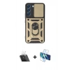 MARSİLYAN™- Galaxy S23 Kılıf Ahenk Klasik - Siyah 3D Antistatik Seramik Nano Ekran Koruyucu + Kamera Lens Koruma Cam - SF