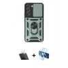 MARSİLYAN™- Galaxy S23 Kılıf Ahenk Klasik - Siyah 3D Antistatik Seramik Nano Ekran Koruyucu + Kamera Lens Koruma Cam - SF