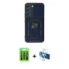 MARSİLYAN™- Galaxy S23 Kılıf Ahenk Klasik - Siyah 3D Antistatik Seramik Nano Ekran Koruyucu + Raze Metal Kamera Lens - SH