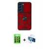 MARSİLYAN™- Galaxy S23 Kılıf Ahenk Klasik - Siyah 3D Antistatik Seramik Nano Ekran Koruyucu + Raze Metal Kamera Lens - YL