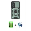 MARSİLYAN™- Galaxy S23 Kılıf Ahenk Klasik - Siyah 3D Antistatik Seramik Nano Ekran Koruyucu + Raze Metal Kamera Lens - YL
