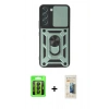 MARSİLYAN™- Galaxy S23 Kılıf Ahenk Klasik - Siyah 6D Mat Seramik Hayalet Nano Ekran Koruyucu + Raze Metal Kamera Lens - SH