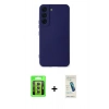 MARSİLYAN™- Galaxy S23 Kılıf Ahenk Serisi - Şeffaf Pasifik Cam Ekran Koruyucu + Raze Metal Kamera Lens - SI
