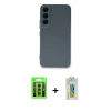 MARSİLYAN™- Galaxy S23 Kılıf Ahenk Serisi - Şeffaf Polymer Nano Ekran Koruyucu + Raze Metal Kamera Lens - MR