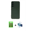 MARSİLYAN™- Galaxy S23 Kılıf Ahenk Serisi - Siyah 3D Antistatik Seramik Nano Ekran Koruyucu + Raze Metal Kamera Lens - GS