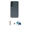 MARSİLYAN™- Galaxy S23 Kılıf Ahenk Serisi - Siyah 3D Antistatik Seramik Nano Ekran Koruyucu + Metal Kamera Lens - KI