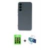 MARSİLYAN™- Galaxy S23 Kılıf Ahenk Serisi - Siyah 3D Antistatik Seramik Nano Ekran Koruyucu + Raze Metal Kamera Lens - SH