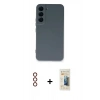 MARSİLYAN™- Galaxy S23 Kılıf Ahenk Serisi - Siyah 6D Mat Seramik Hayalet Nano Ekran Koruyucu + Metal Kamera Lens - KI