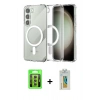 MARSİLYAN™- Galaxy S23 Kılıf Ahenk Yansıma Prime - Şeffaf Polymer Nano Ekran Koruyucu + Raze Metal Kamera Lens - SI