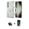 MARSİLYAN™- Galaxy S23 Kılıf Ahenk Yansıma Prime - Siyah 360 Mat Full Body Arka Koruyucu + Kamera Lens Koruma Cam - SF