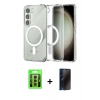 MARSİLYAN™- Galaxy S23 Kılıf Ahenk Yansıma Prime - Siyah 3D Antistatik Hayalet Cam Ekran Koruyucu + Raze Metal Kamera Lens - MR