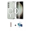 MARSİLYAN™- Galaxy S23 Kılıf Ahenk Yansıma Prime - Siyah 3D Antistatik Seramik Nano Ekran Koruyucu + Metal Kamera Lens - KI
