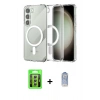 MARSİLYAN™- Galaxy S23 Kılıf Ahenk Yansıma Prime - Siyah Joko Magic 5D Cam + Raze Metal Kamera Lens - GS