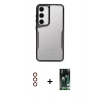 MARSİLYAN™- Galaxy S23 Kılıf Akış Çizgi Koleksiyonu - Siyah 360 Mat Full Body Arka Koruyucu + Metal Kamera Lens - KI