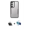 MARSİLYAN™- Galaxy S23 Kılıf Akış Çizgi Koleksiyonu - Siyah 3D Antistatik Cam Ekran Koruyucu + Kamera Lens Koruma Cam - SF