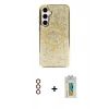 MARSİLYAN™- Galaxy S23 Kılıf Eksen Çizgi - Şeffaf Polymer Nano Ekran Koruyucu + Metal Kamera Lens - KI