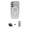 MARSİLYAN™- Galaxy S23 Kılıf Eksen Çizgi - Şeffaf Polymer Nano Ekran Koruyucu + Kamera Lens Koruma Cam - SF